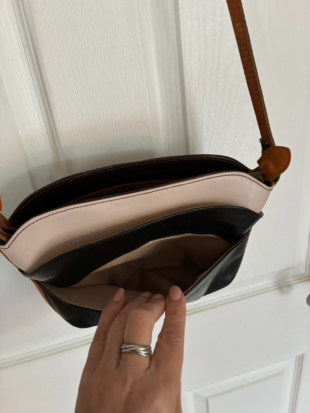 Black/brown/beige Leather Crossbody-made in Italy - photo 3
