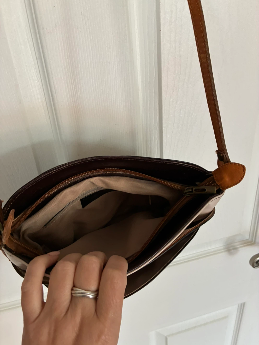 Black/brown/beige Leather Crossbody-made in Italy - photo 5