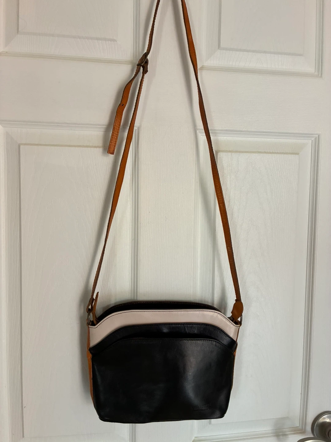 Black/brown/beige Leather Crossbody-made in Italy