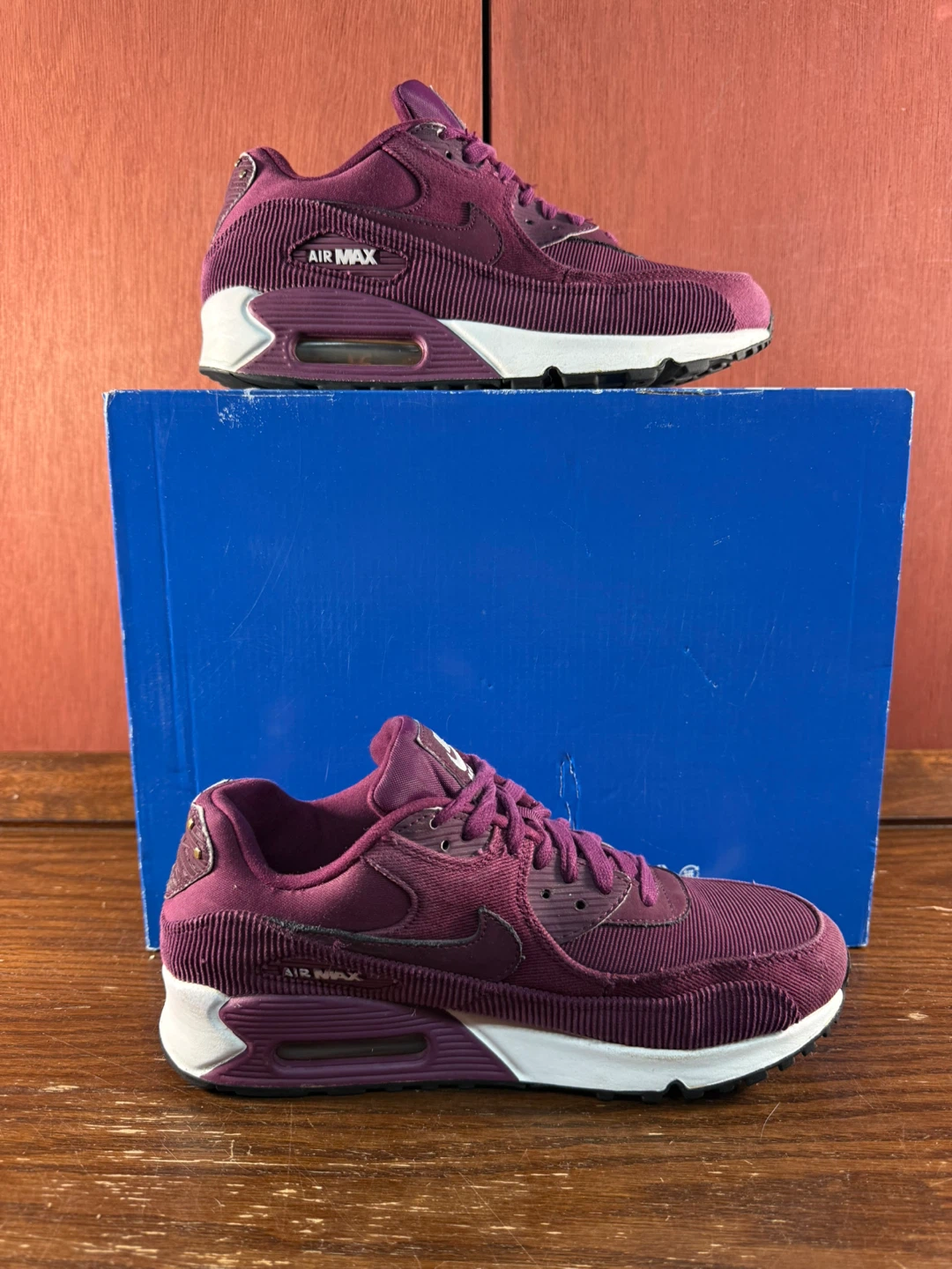 Nike Air Max 90 Bordeaux Purple Corduroy Womens Sneakers Sz US 8 - photo 2