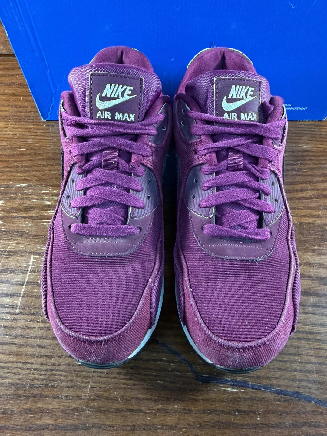 Nike Air Max 90 Bordeaux Purple Corduroy Womens Sneakers Sz US 8 - photo 5