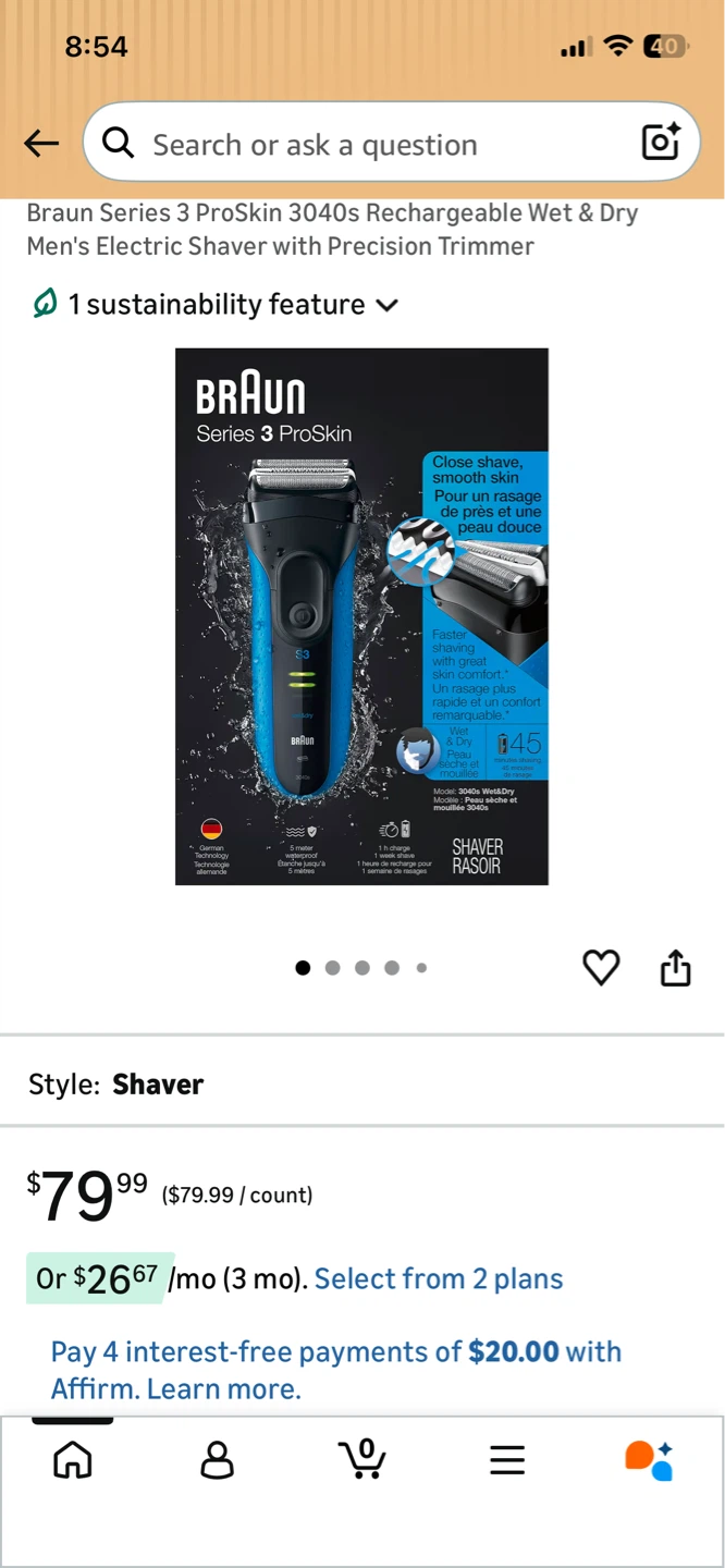 Braun Series 3 ProSkin Men's Electric Shaver