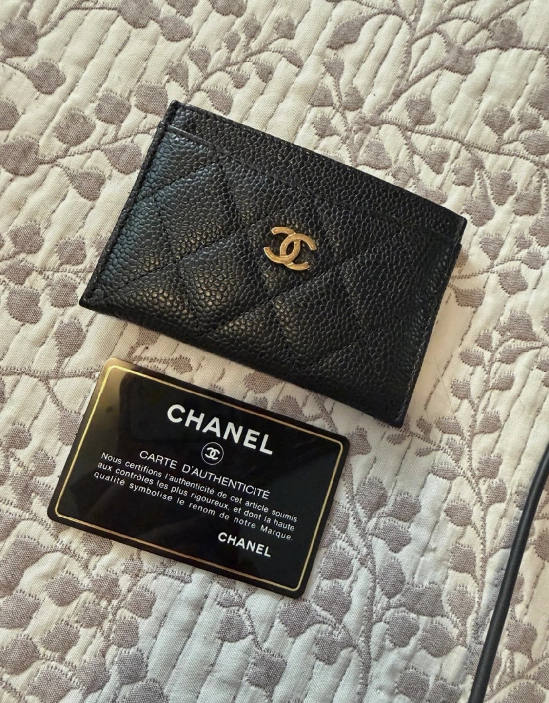 Chanel Black Quilted Caviar Card Holder