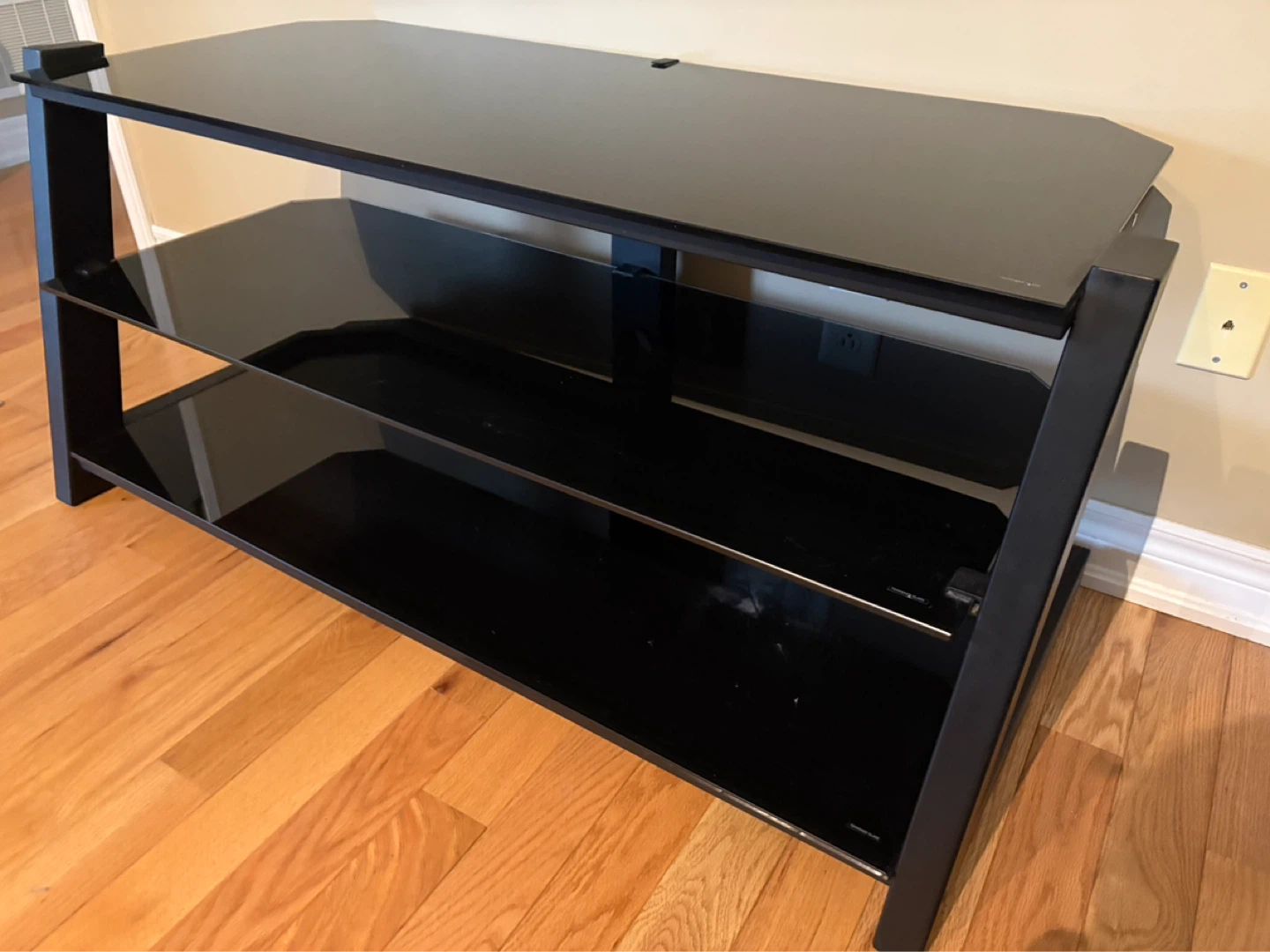 Black 3-Tier Glass Media Console