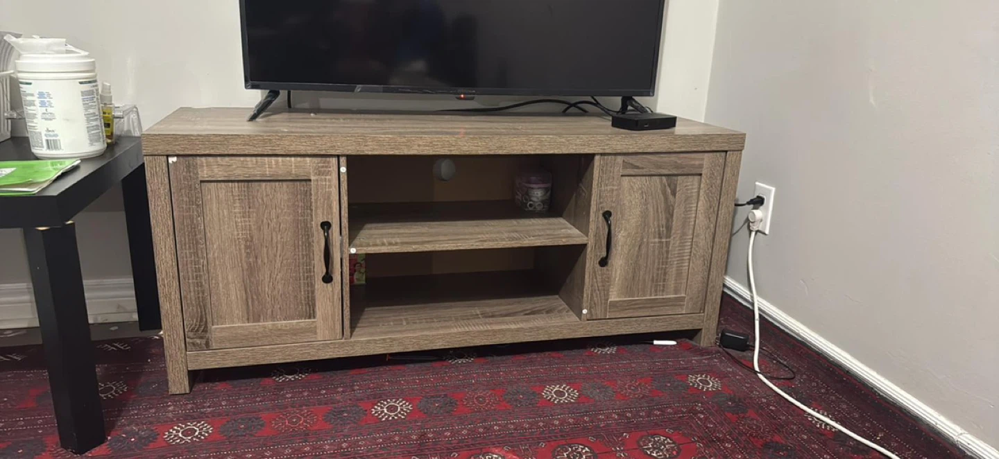 TV Stand with Storage - Grey Wood Finish