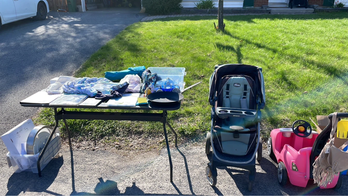 Garage sale: baby and kids, Pokémon cards, women’s lululemon