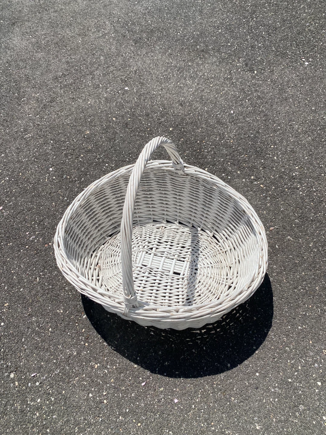 White Wicker Basket with Handle