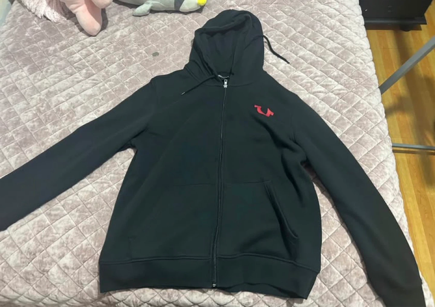 True Religion Black Zip Up Hoodie XL/TG