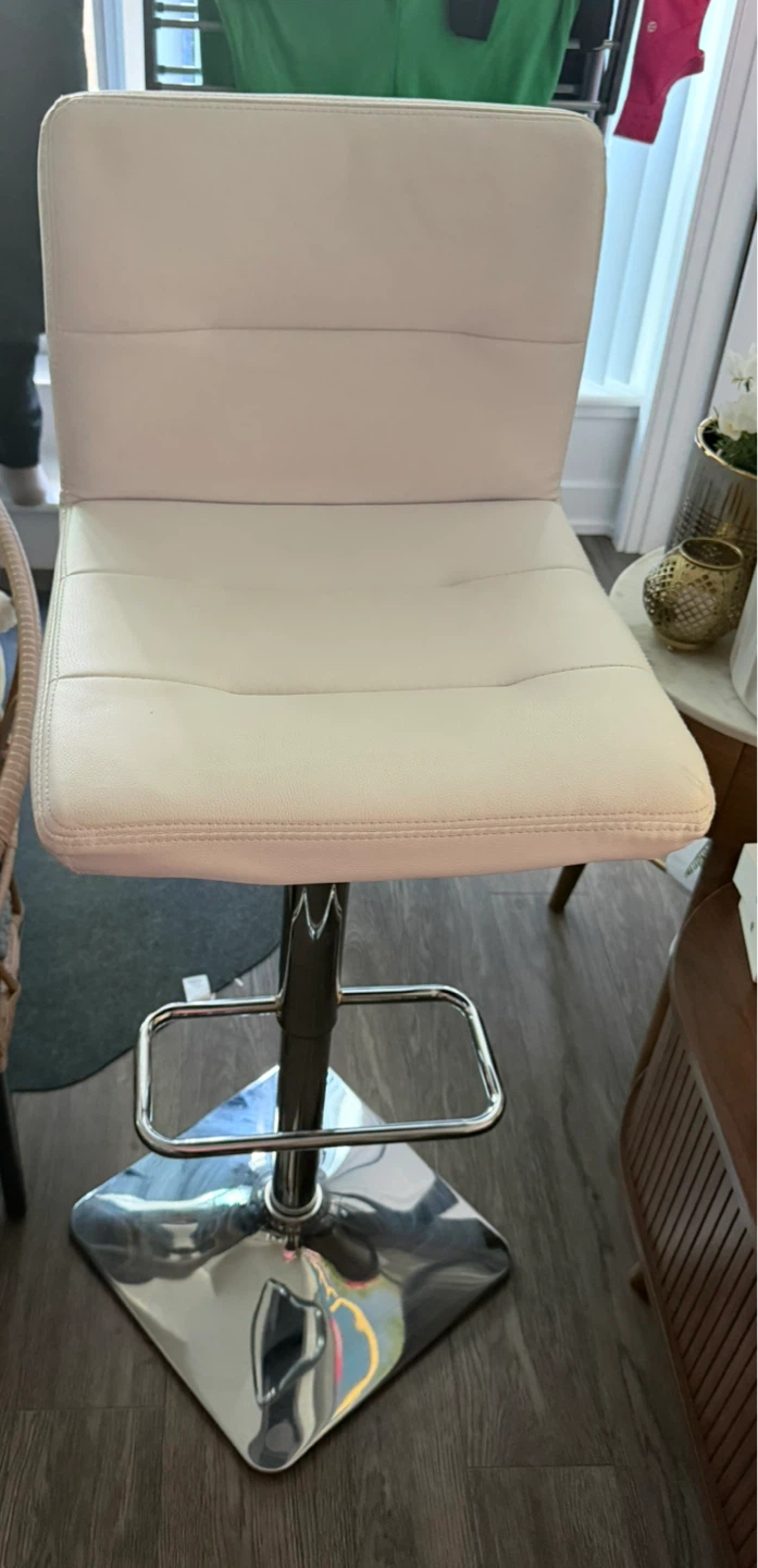 ( 2 chairs) Adjustable Beige Faux Leather Bar Stool