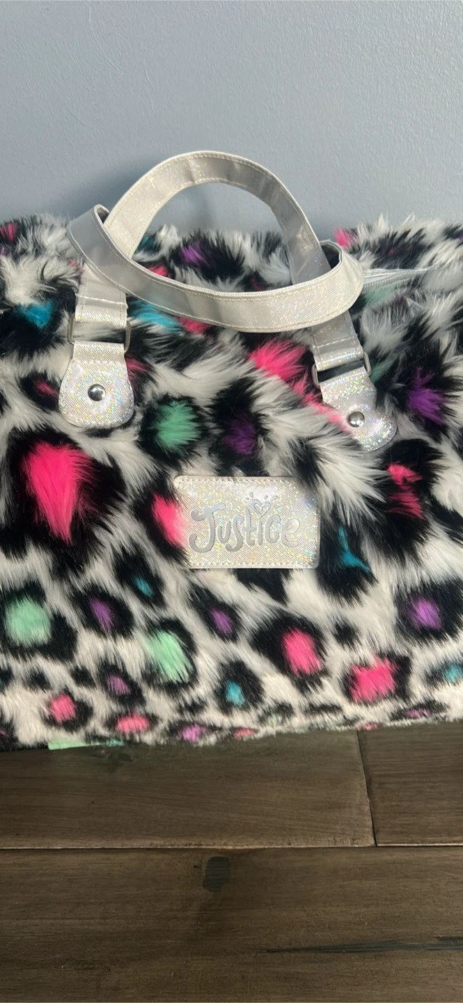 Justice Rolling Duffel Bag - Leopard Print Faux Fur - photo 2