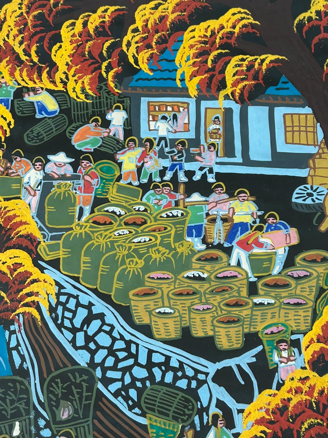 Vintage Chinese Huxian Peasant Art – Gouache Painting - photo 3