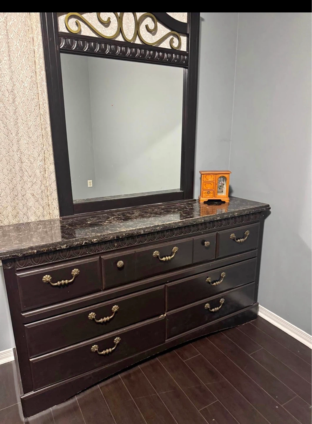Dark Wood Dresser with Mirror - photo 2