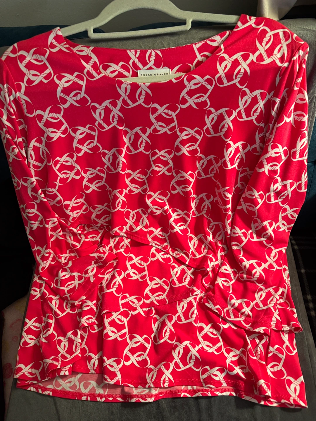 Susan Graver Women's Red Chain Print Top