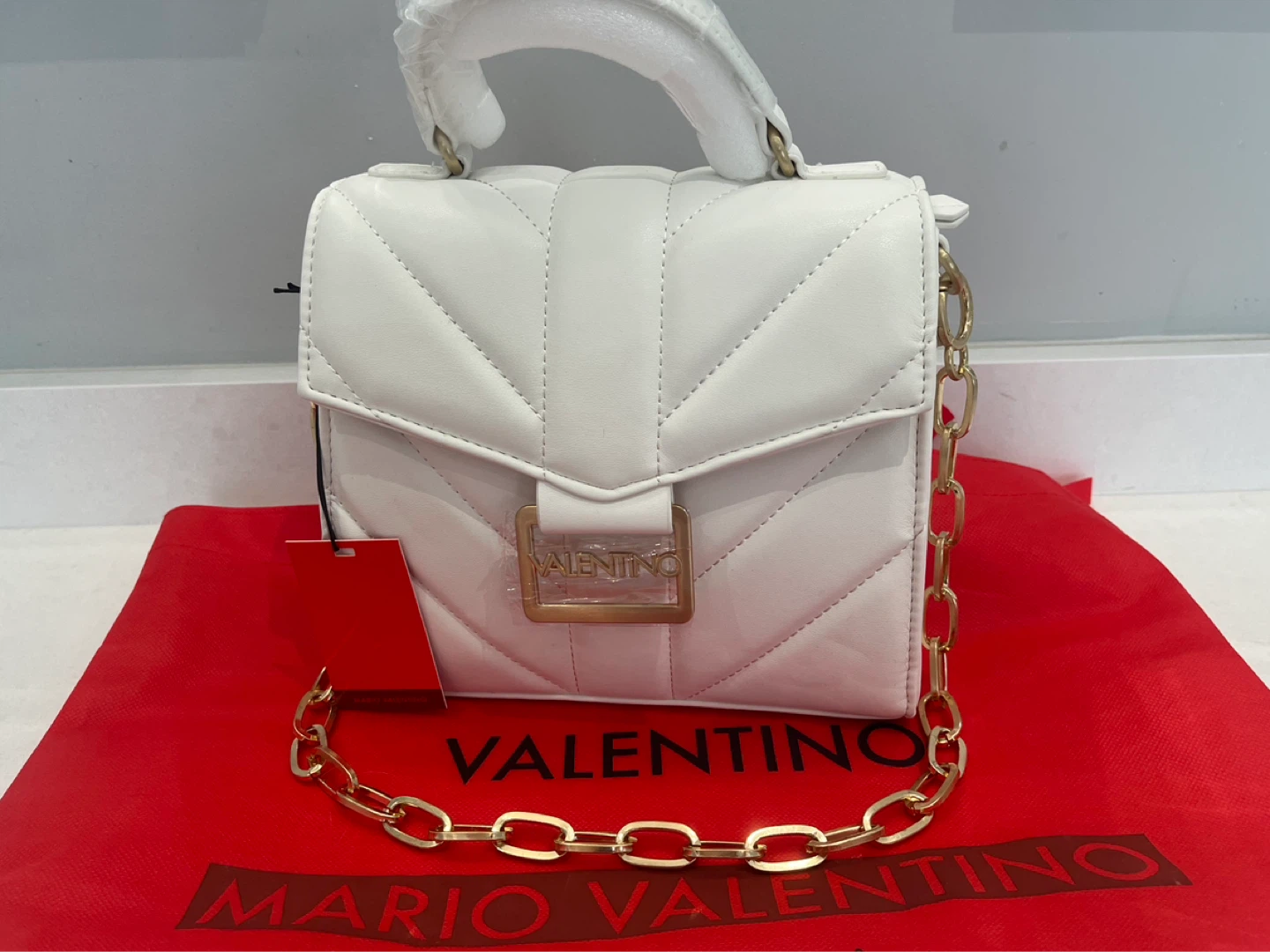 Mario Valentino White Quilted Crossbody Bag
