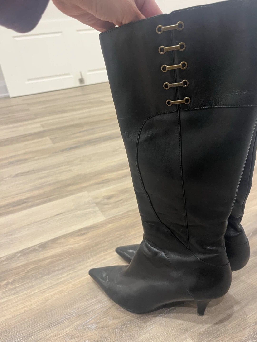 Black Leather Knee-High Boots Size 7.5