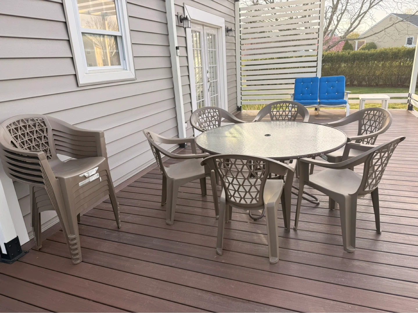 Glass Top Patio Dining Table with 12 Chairs - photo 3
