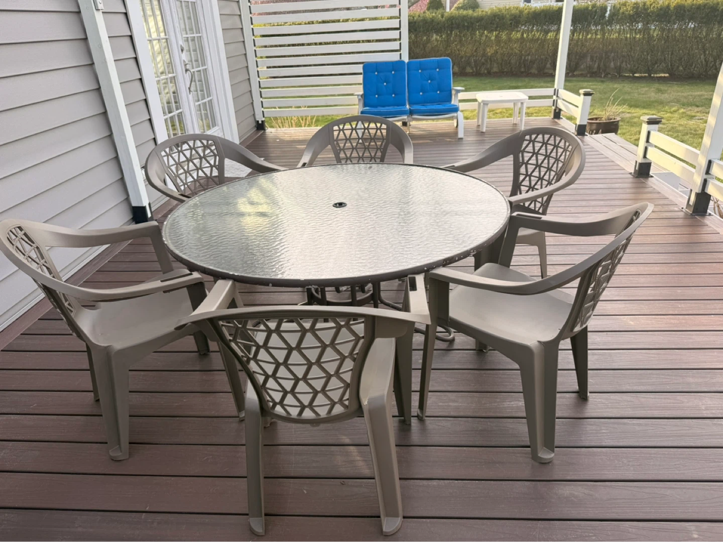 Glass Top Patio Dining Table with 12 Chairs - photo 2