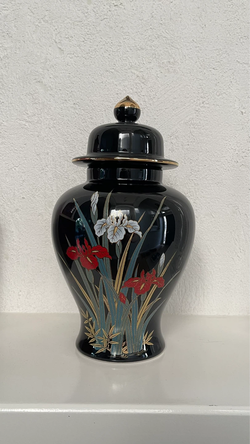 Vintage Black Ginger Jar