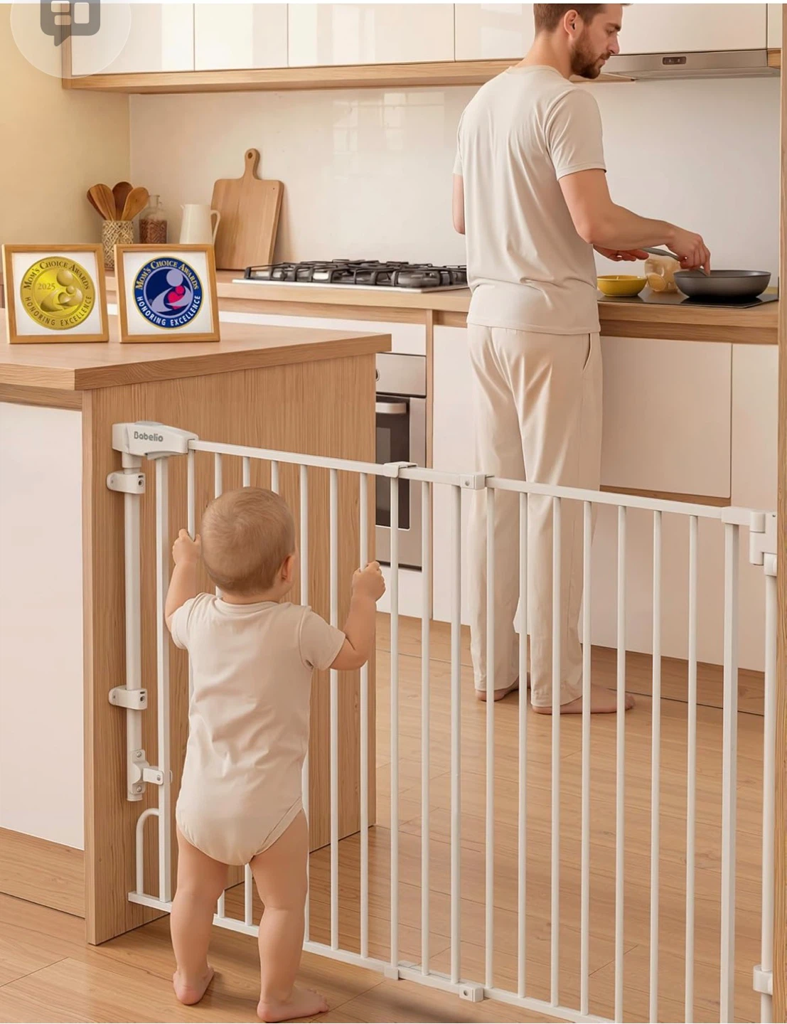 Dbelio White Metal Baby Safety Gate