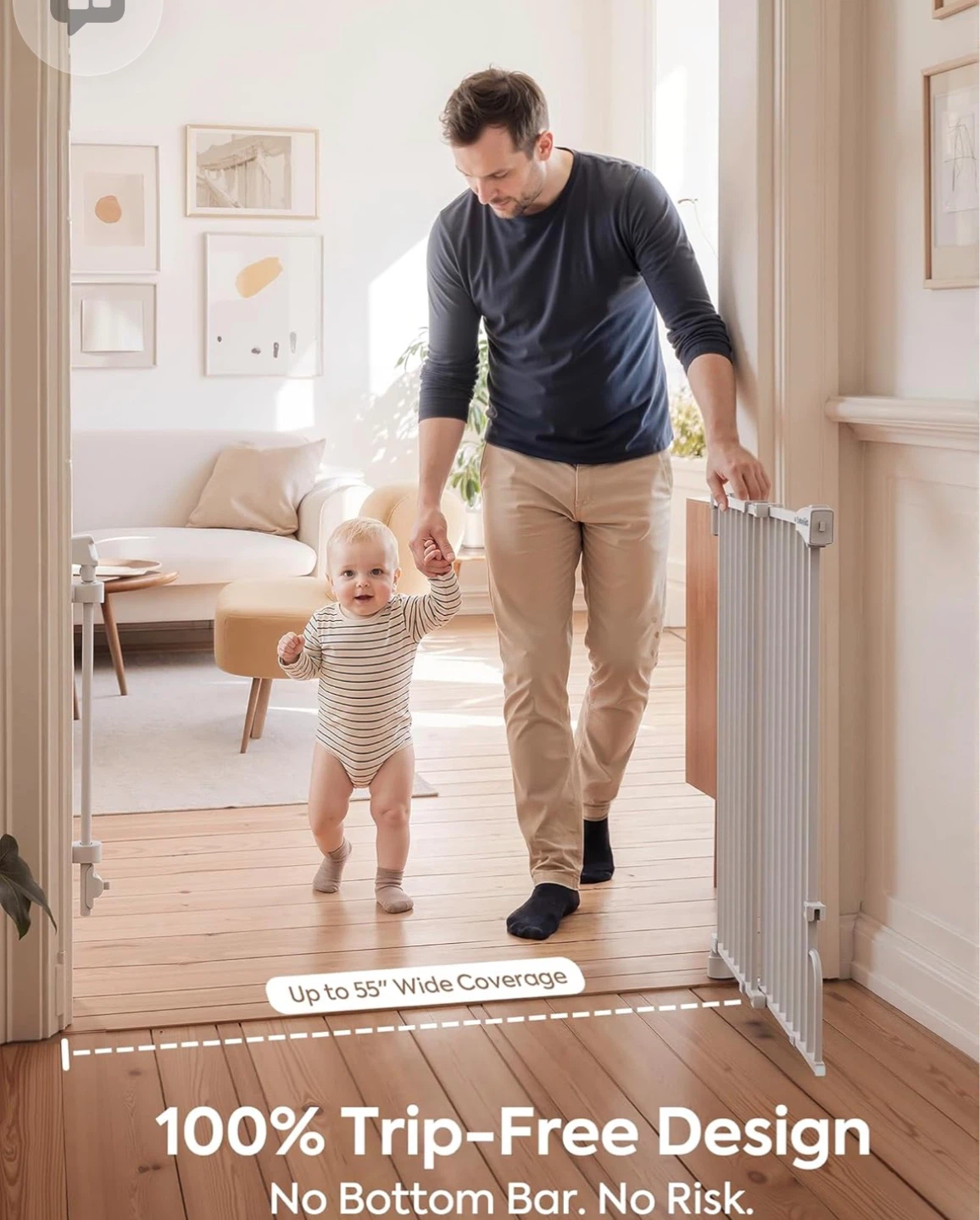 Dbelio White Metal Baby Safety Gate - photo 3