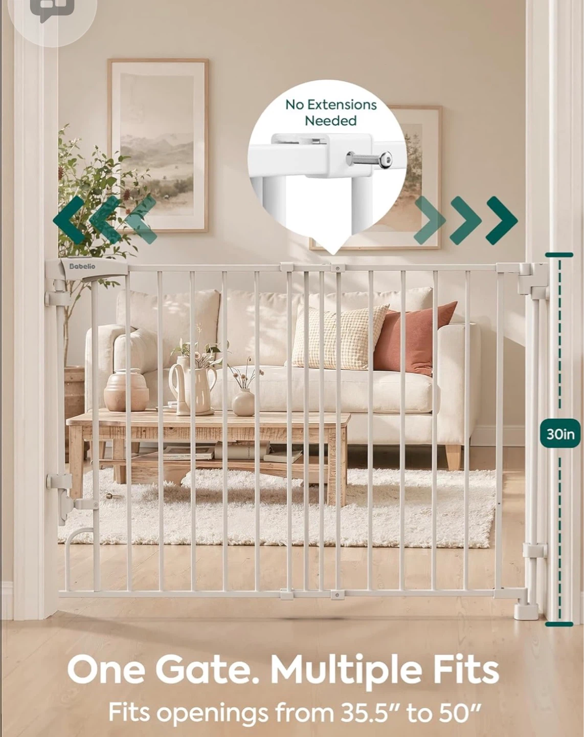 Dbelio White Metal Baby Safety Gate - photo 2