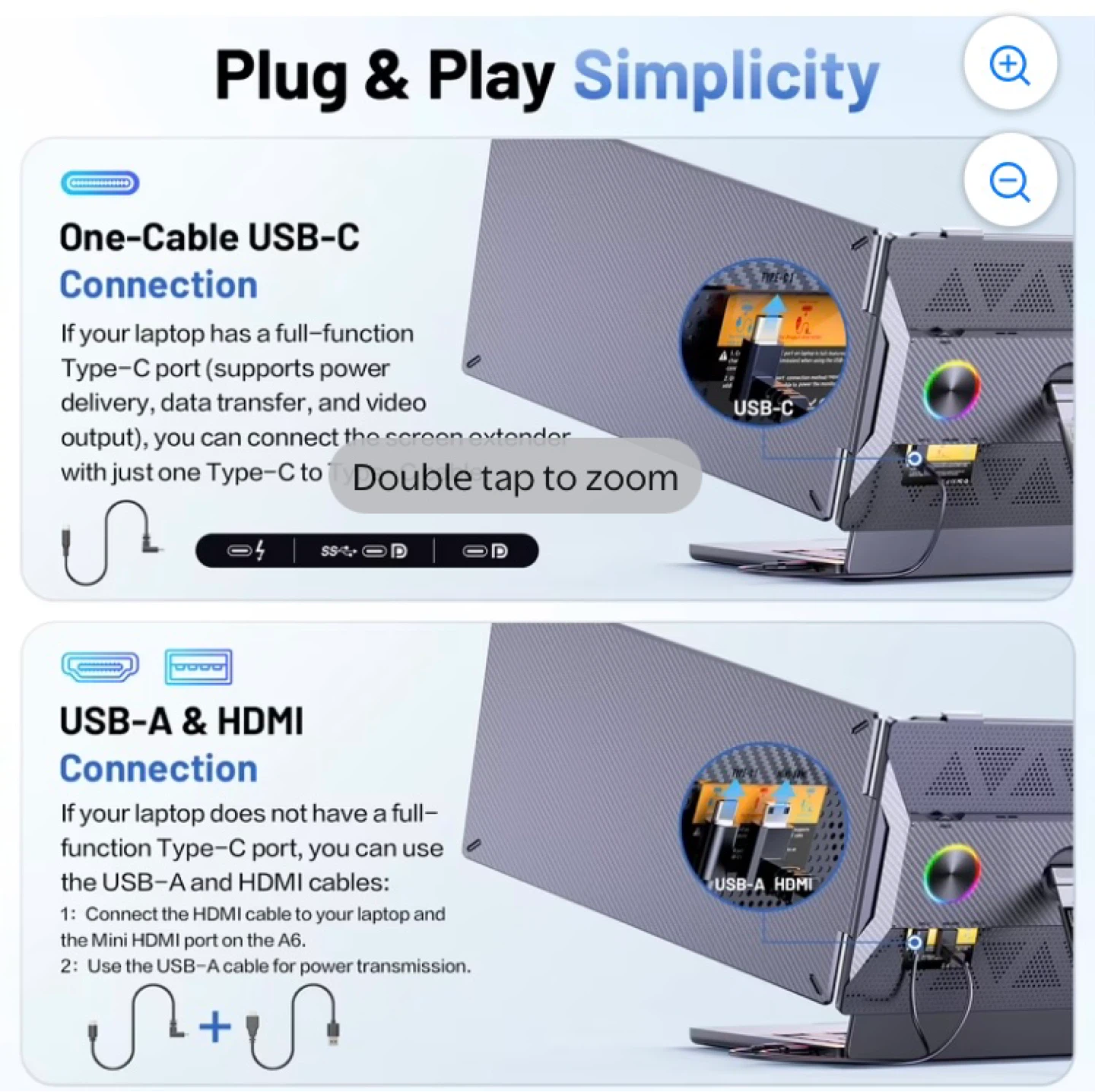 Portable Laptop Monitor 14-inch USB-C HD Dual Screen Extender - photo 4
