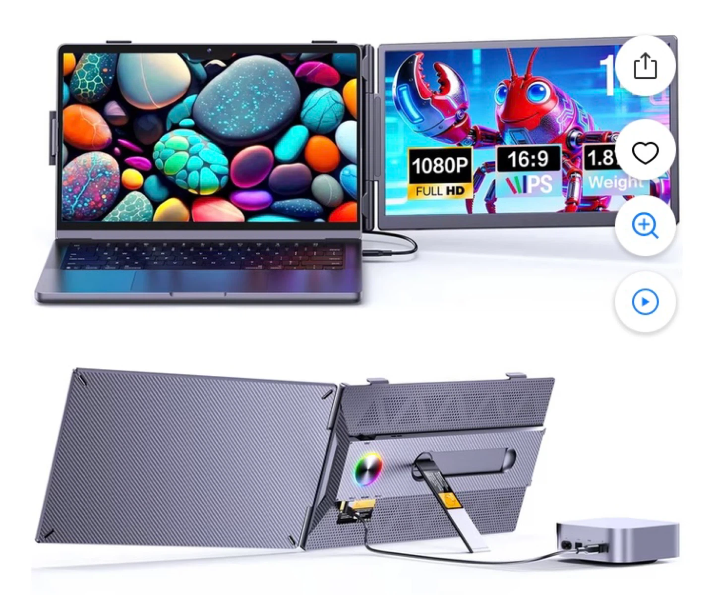 Portable Laptop Monitor 14-inch USB-C HD Dual Screen Extender