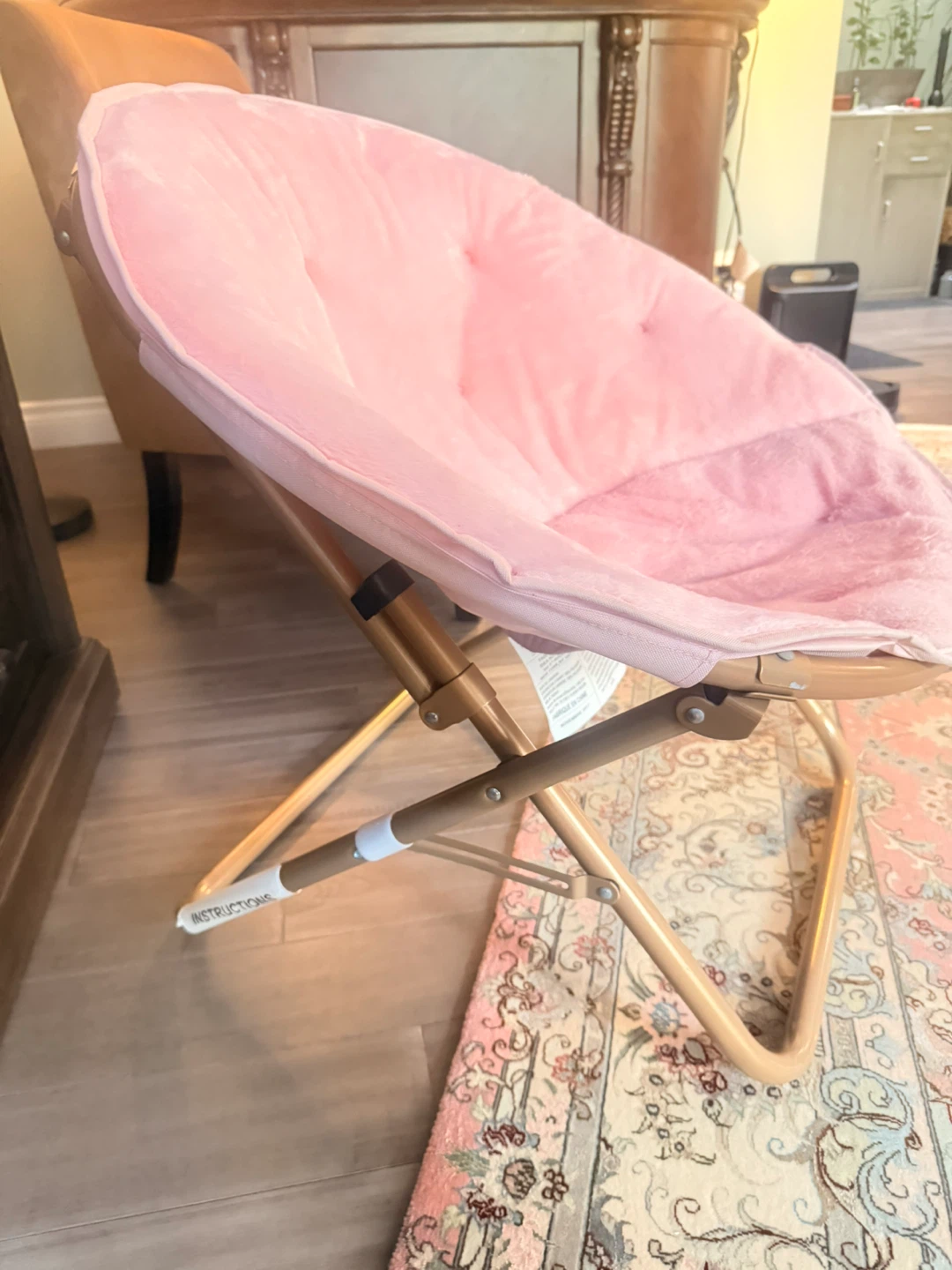 Pink Upholstered Moon Chair - photo 2