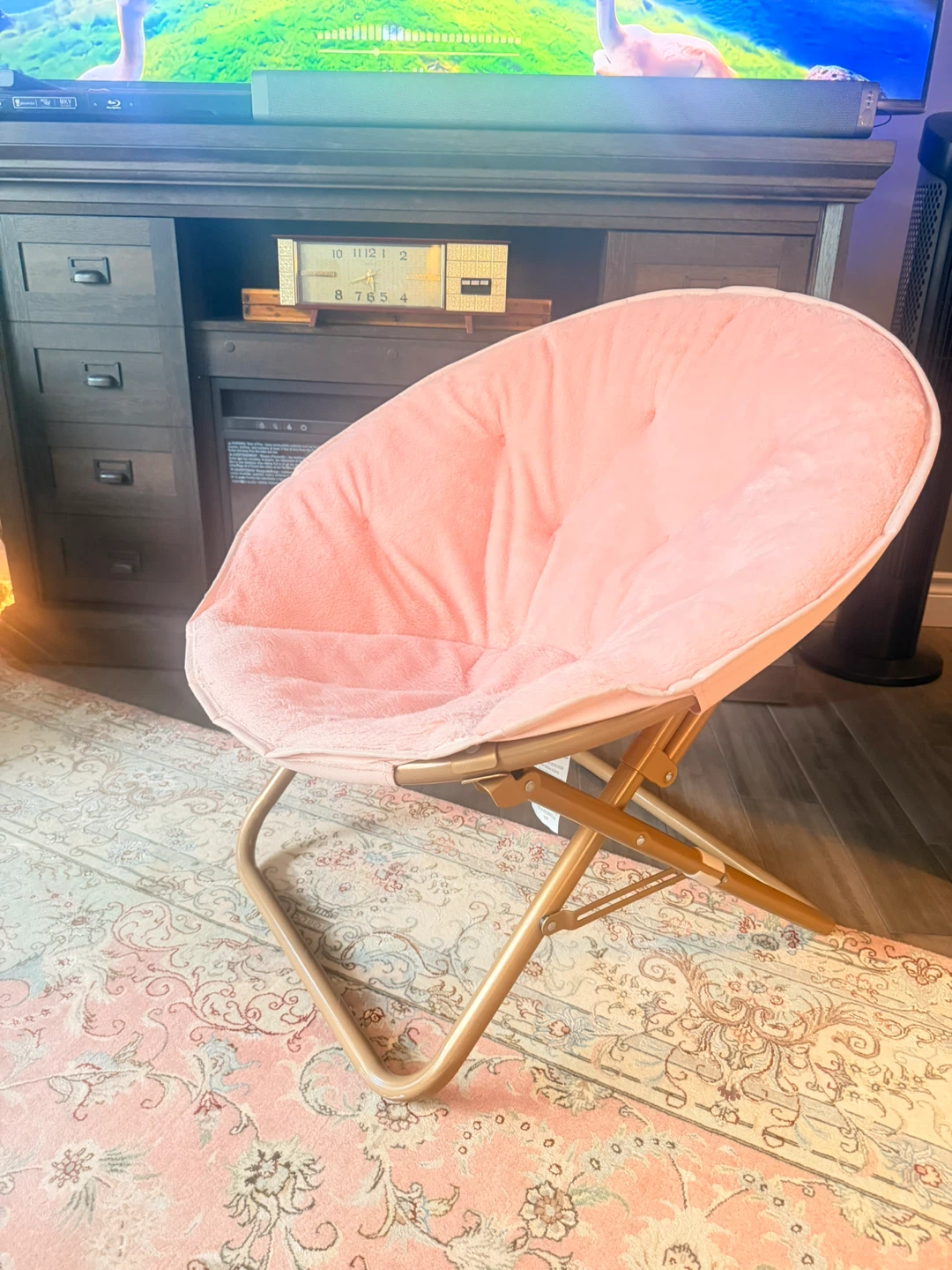 Pink Upholstered Moon Chair - photo 5