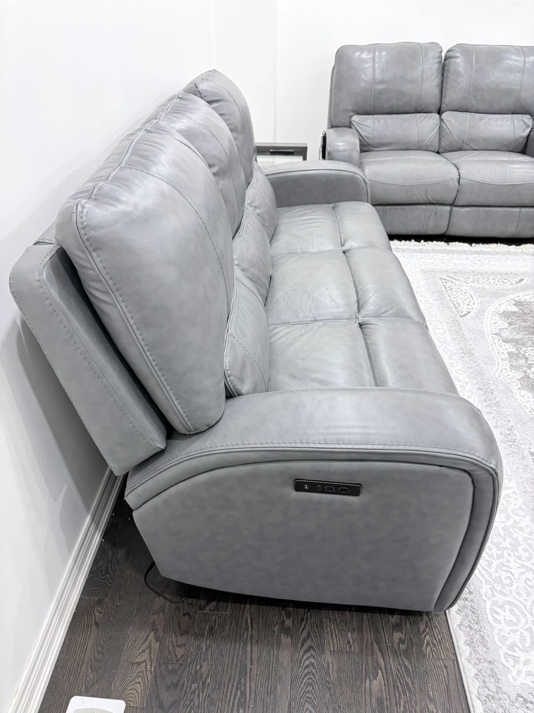 Grey Leather Power Reclining Sofa Set
