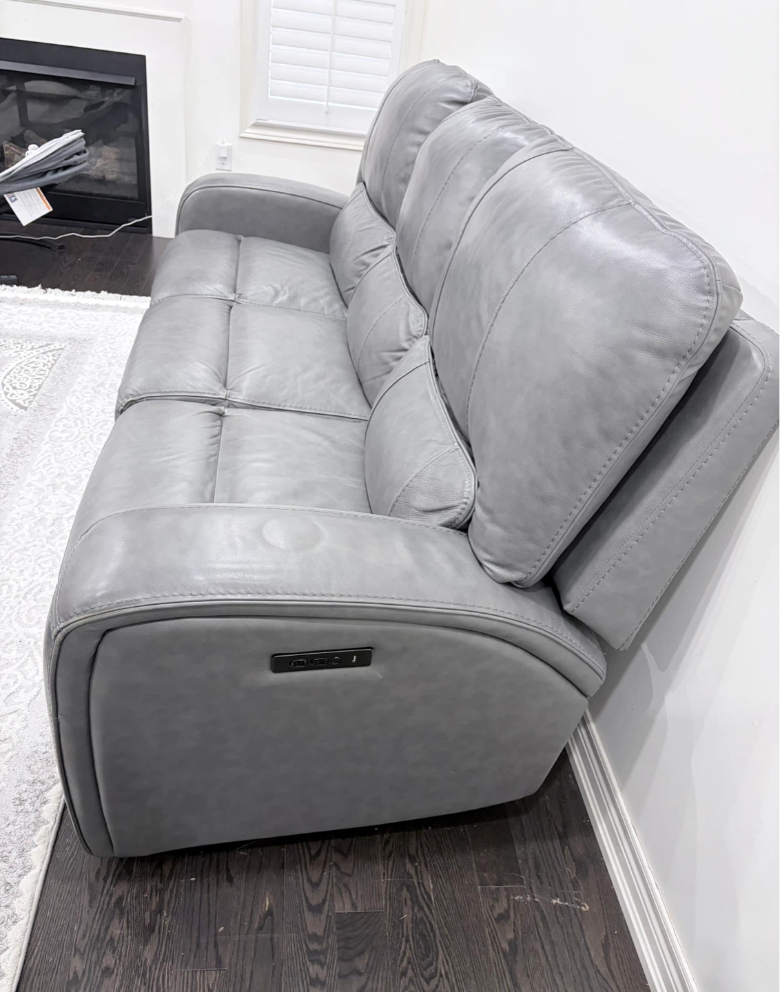 Grey Leather Power Reclining Sofa Set - photo 4