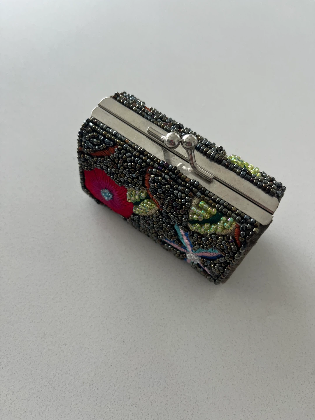 Beaded Clutch Purse with Floral Design - photo 2