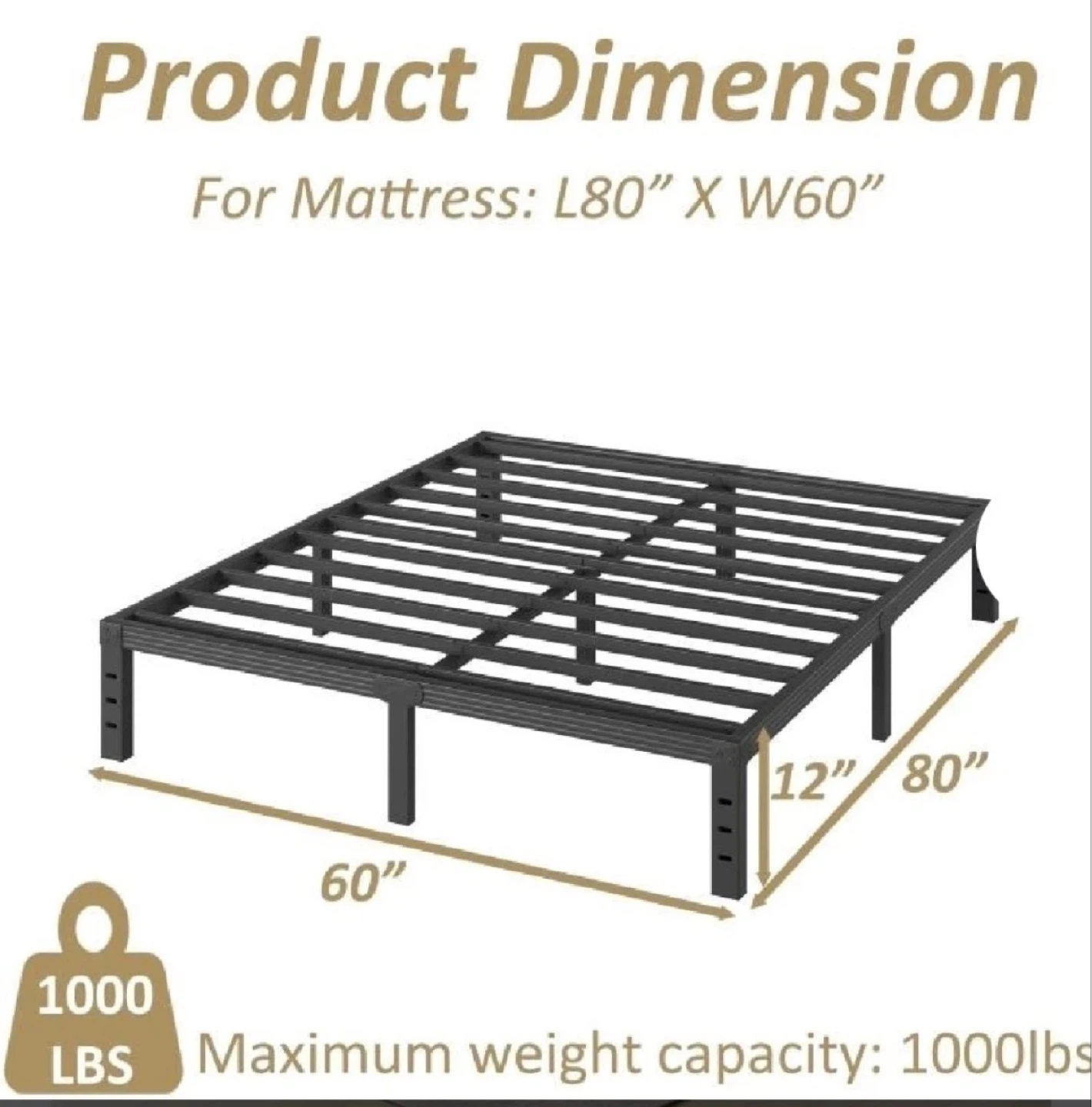 FSCHOS 12 Inch Queen Size Bed Frame, Heavy Duty - photo 2