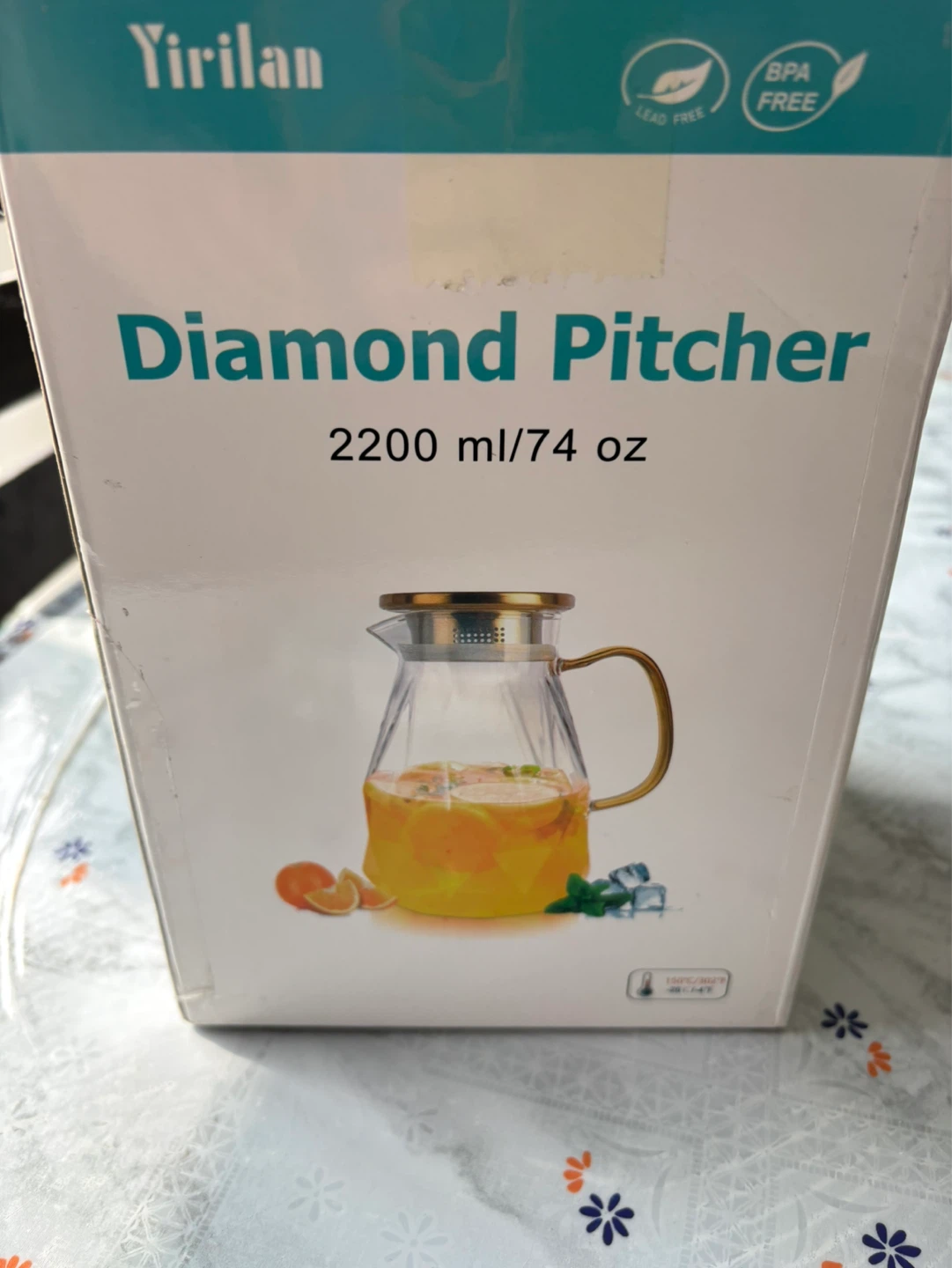 Brand New 2200 ML Diamond Glass Pitcher - photo 3