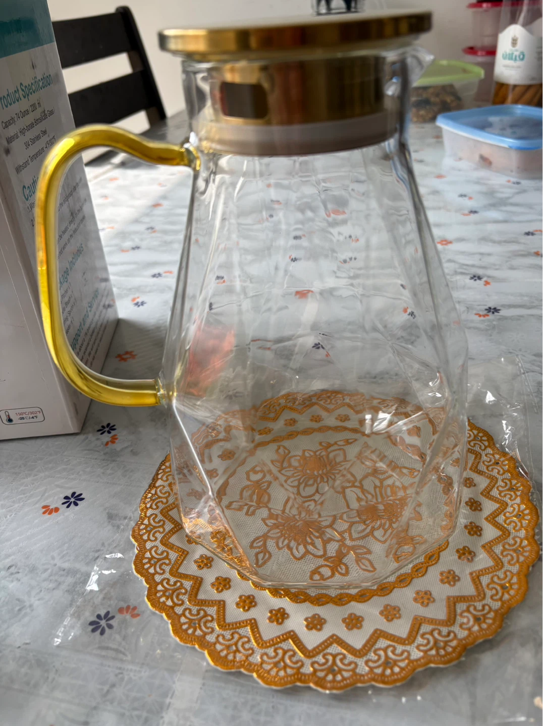 Brand New 2200 ML Diamond Glass Pitcher - photo 2