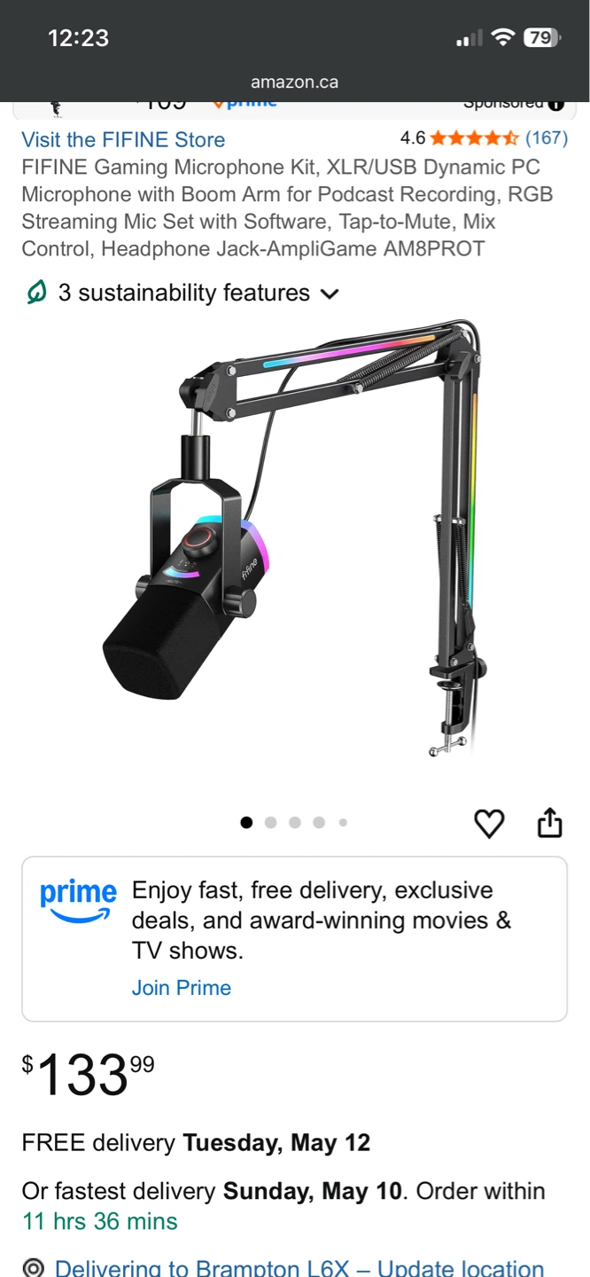 FIFINE AM8 PROT RGB Streaming Microphone Kit