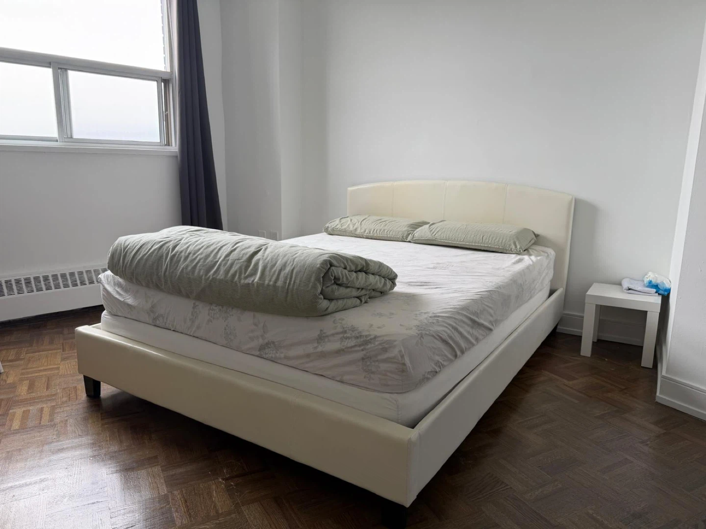 Cream Faux Leather Queen Bed Frame with Headboard - photo 4