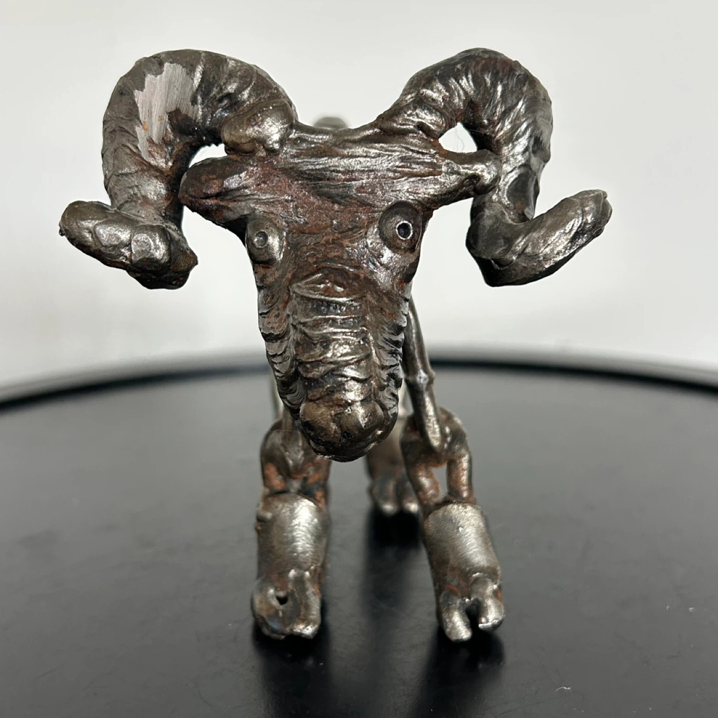 Unique Welded Chain Metal Ram Sculpture – Brutalist Art - photo 4