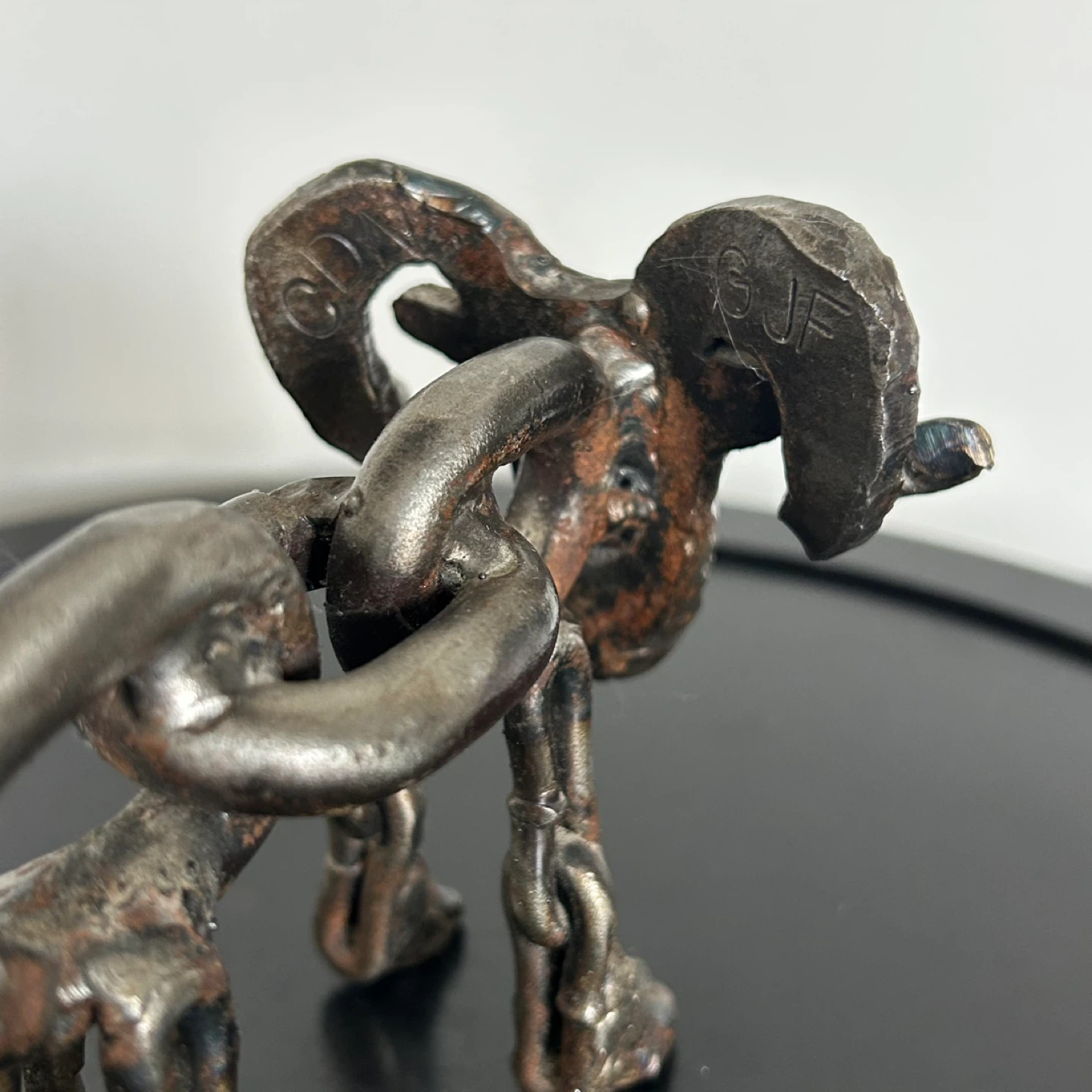 Unique Welded Chain Metal Ram Sculpture – Brutalist Art - photo 3