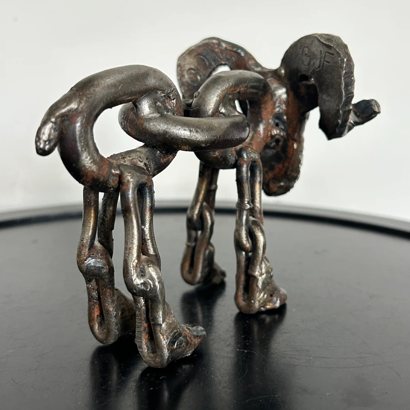 Unique Welded Chain Metal Ram Sculpture – Brutalist Art - photo 5