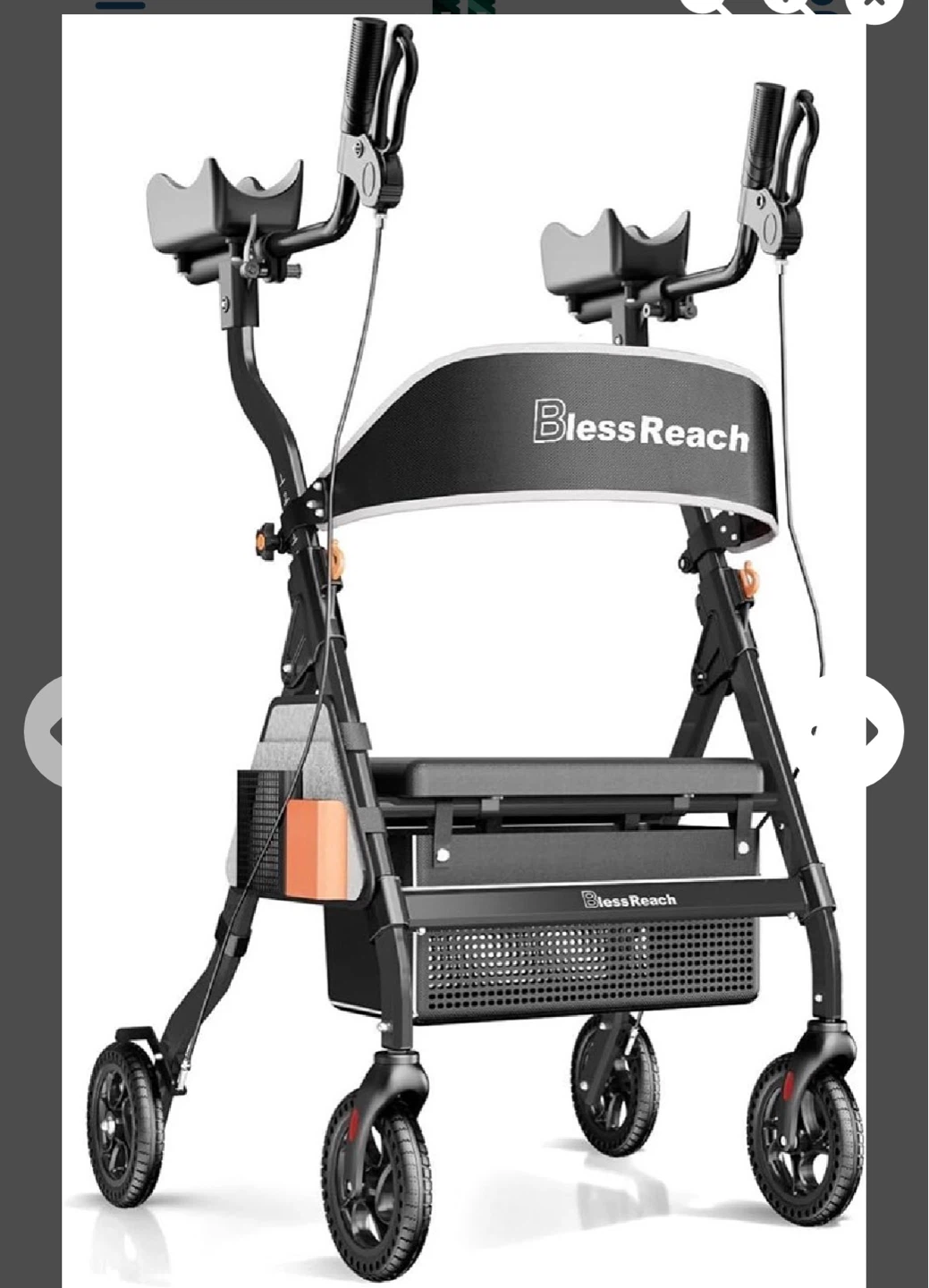 BlessReach Heavy Duty Upright Rollator Walker for