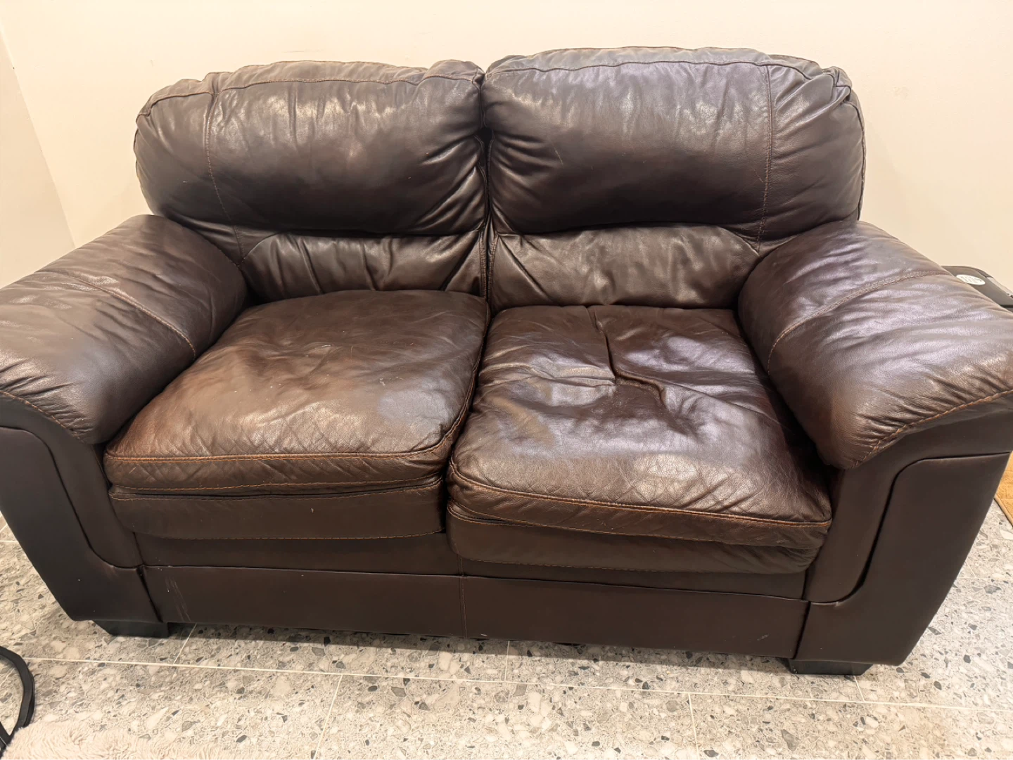 Brown Leather Loveseat - photo 2