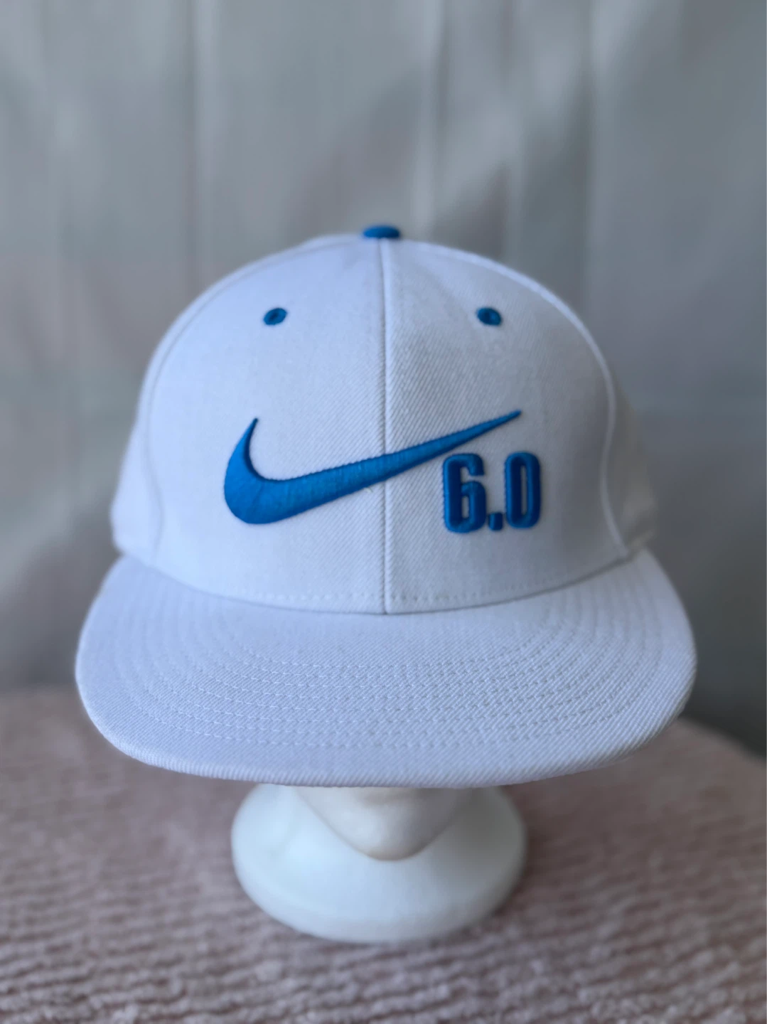 Nike White & Blue 6.0 Embroidered Snapback Hat