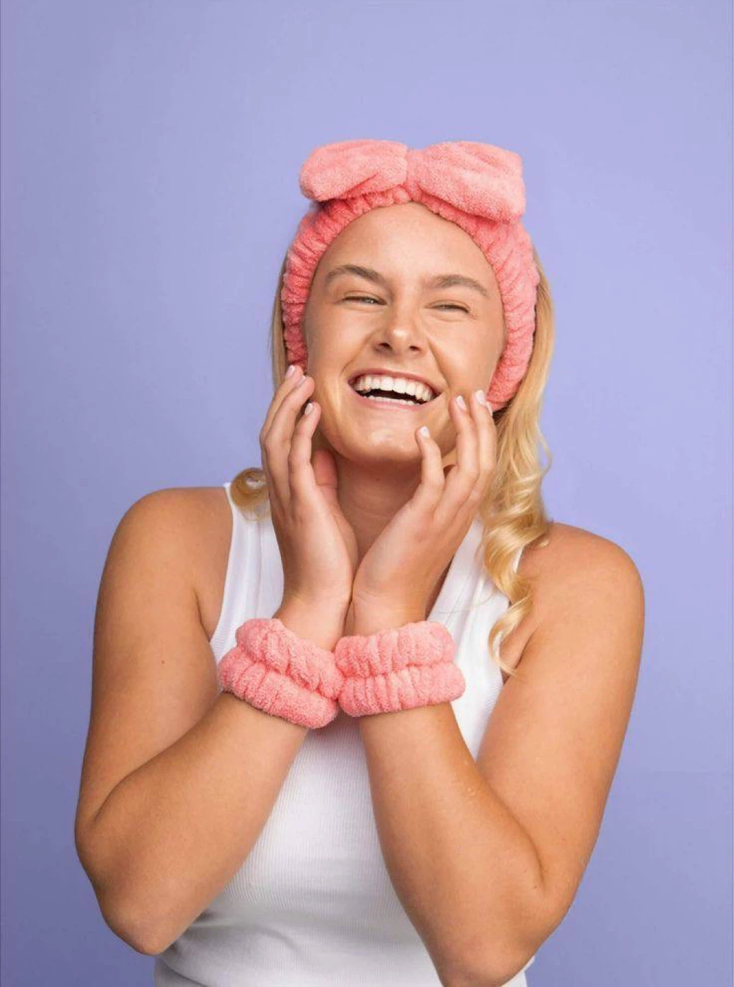 Bow bath headband and wristband set blue - photo 5