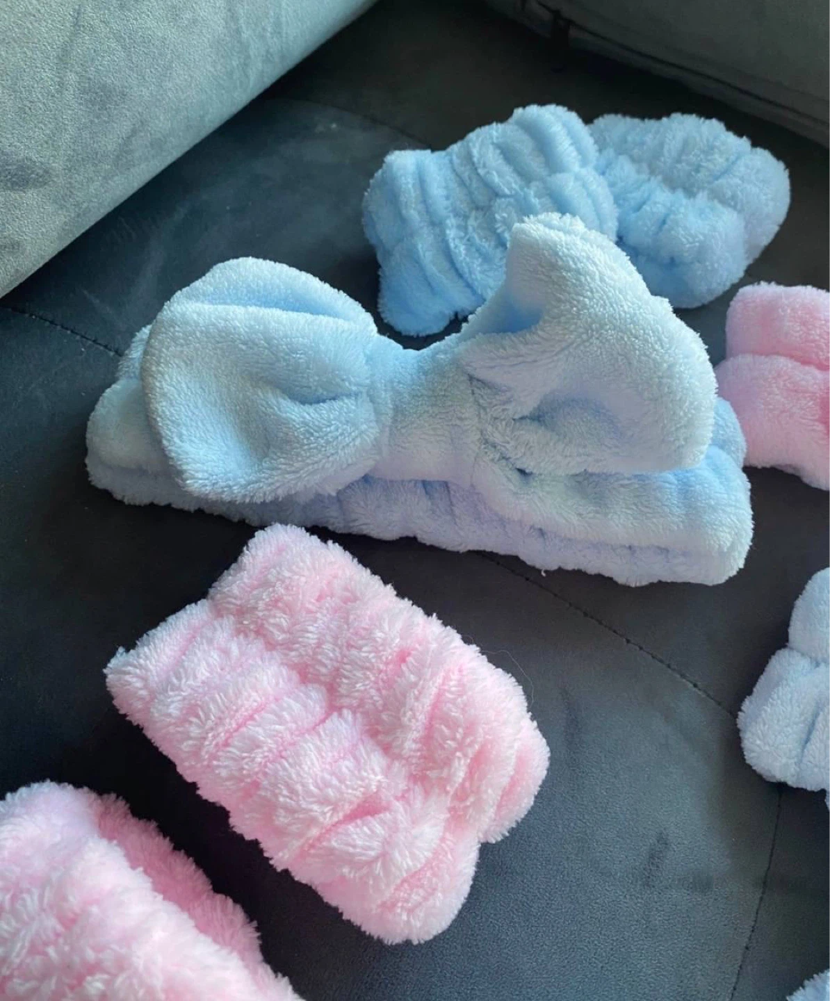 Bow bath headband and wristband set blue - photo 3