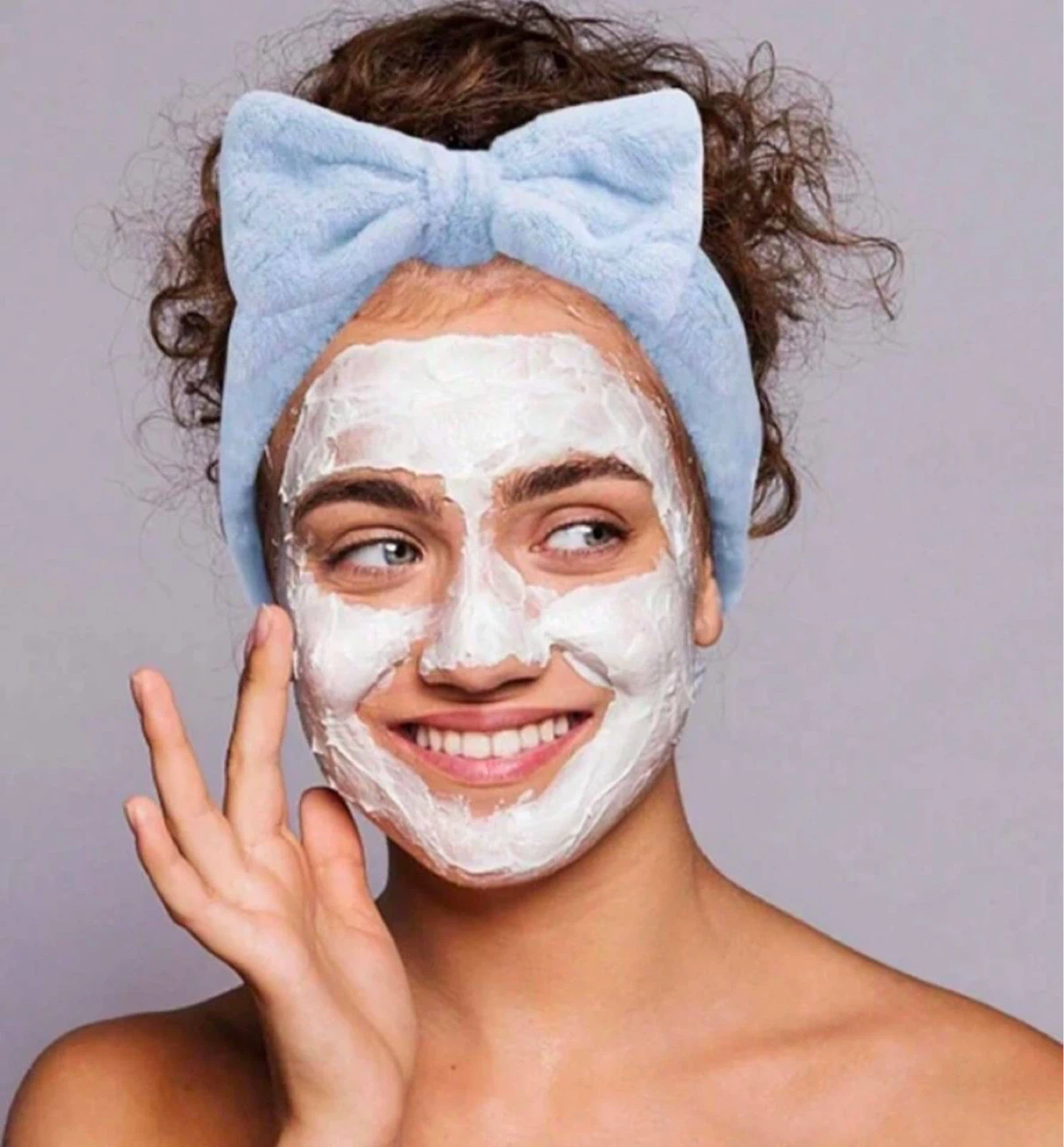 Bow bath headband and wristband set blue - photo 4
