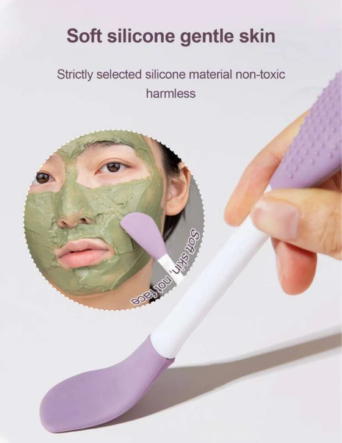 Double head silicone face mask brush , massager , spatula - photo 2
