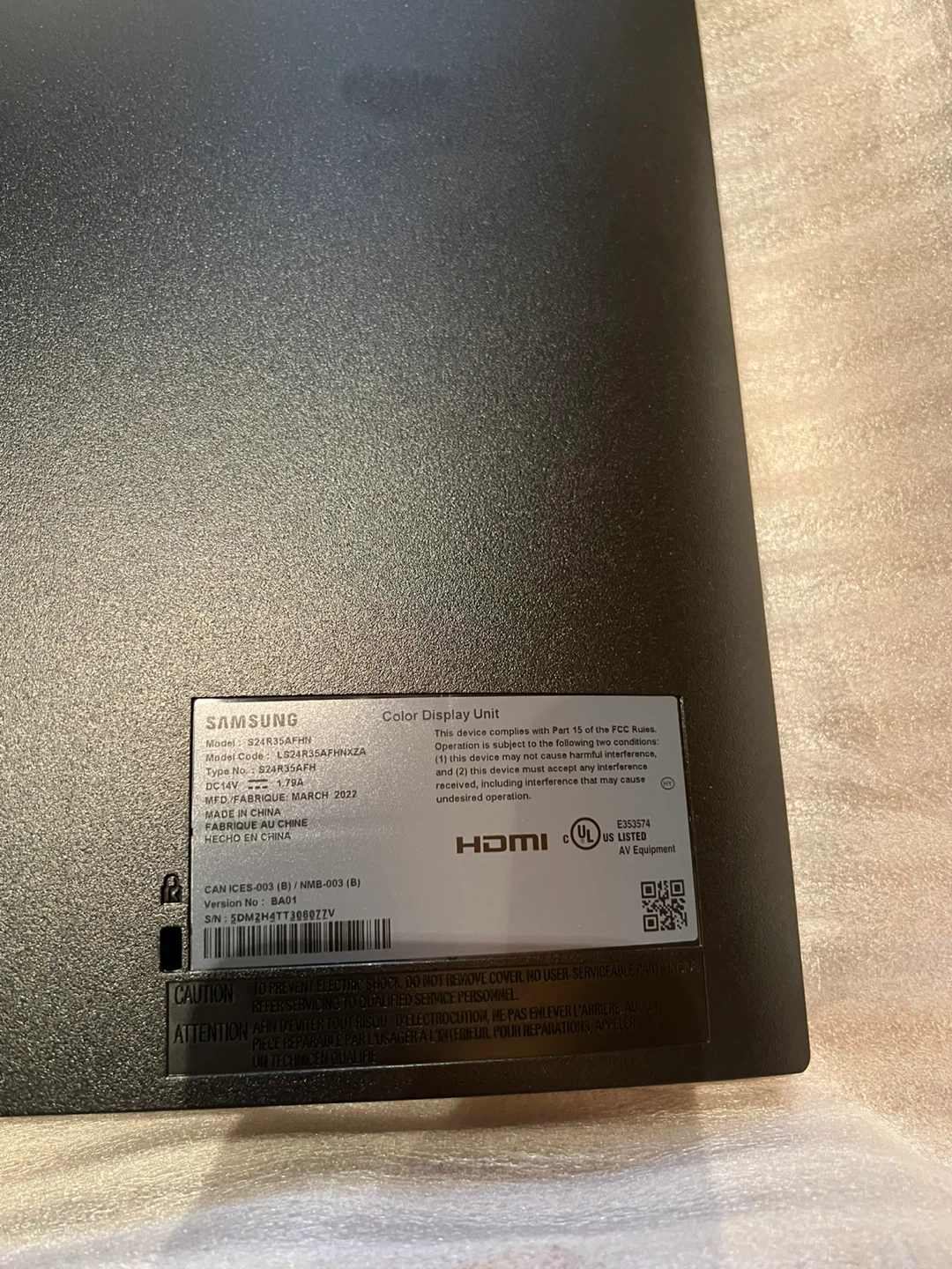 Samsung 24" Monitor - March 2022 - photo 3