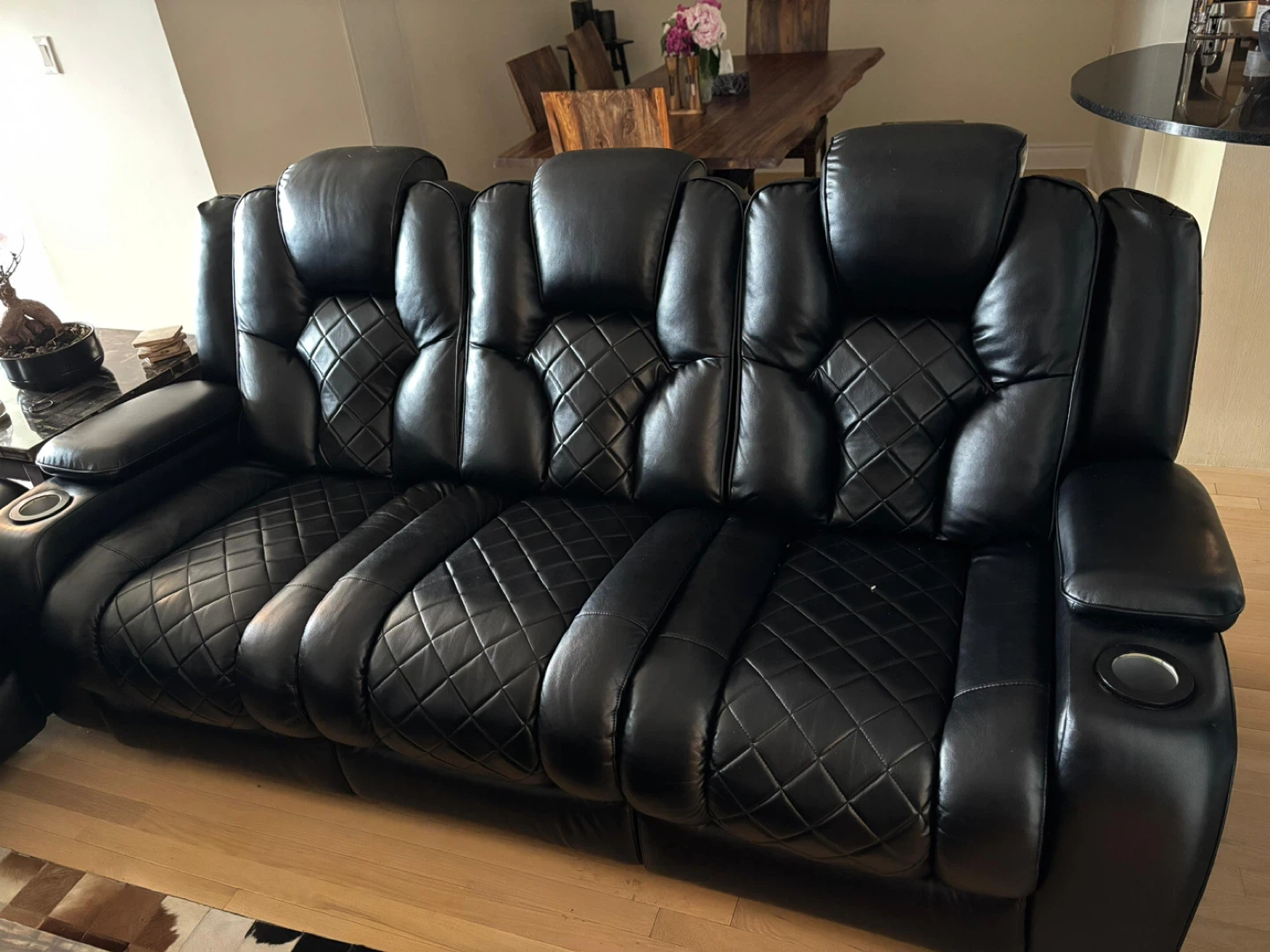 Black Leather Power Reclining Sofa and love seat - photo 2