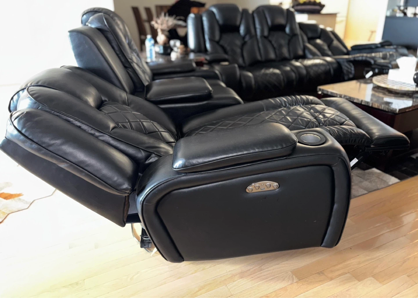 Black Leather Power Reclining Sofa and love seat - photo 5